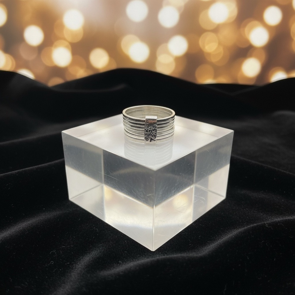 Silver 7 Stacked Ring Vintage Mexico Unisex Stamped 925 Vintage 1970’s 19.15 G